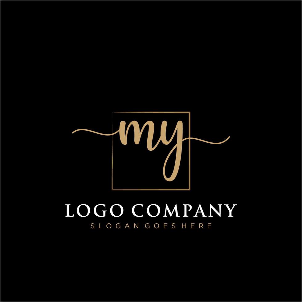 första min feminin logotyp samlingar mall. handstil logotyp av första signatur, bröllop, mode, smycken, boutique, blommig och botanisk med kreativ mall för några företag eller företag. vektor