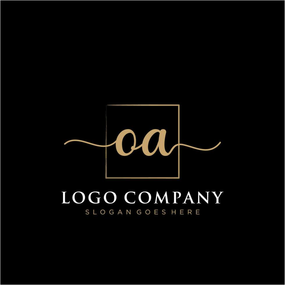 första oa feminin logotyp samlingar mall. handstil logotyp av första signatur, bröllop, mode, smycken, boutique, blommig och botanisk med kreativ mall för några företag eller företag. vektor
