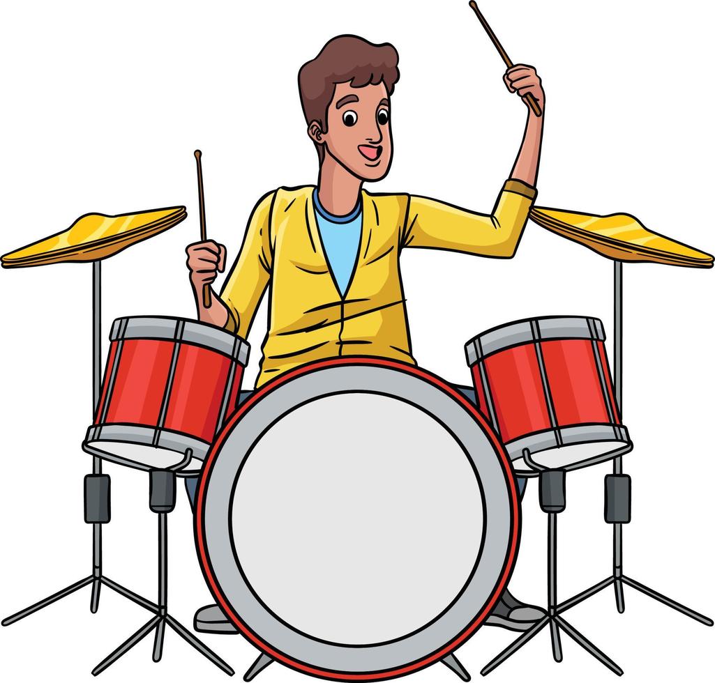 trumma spelare färgad tecknad serie illustration vektor