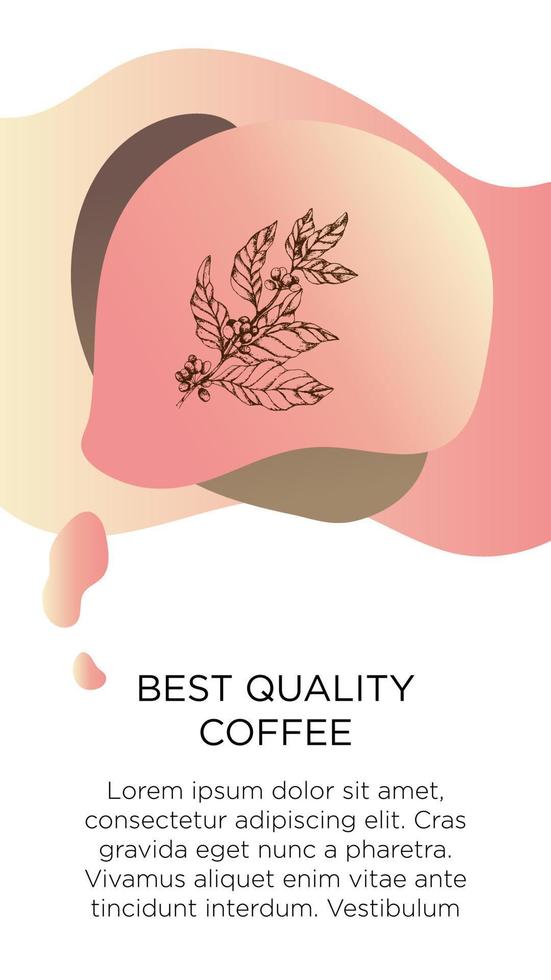 abstrakt kreativ Kaffee Hintergründe mit Kopieren Raum zum Text und Hand zeichnen Symbol Kaffee Baum. Vektor Konzept zum Kaffee Geschäft Haus, Cafe mit Rosa modern Flüssigkeit Hintergrund. Vorlage zum Webseite, App.