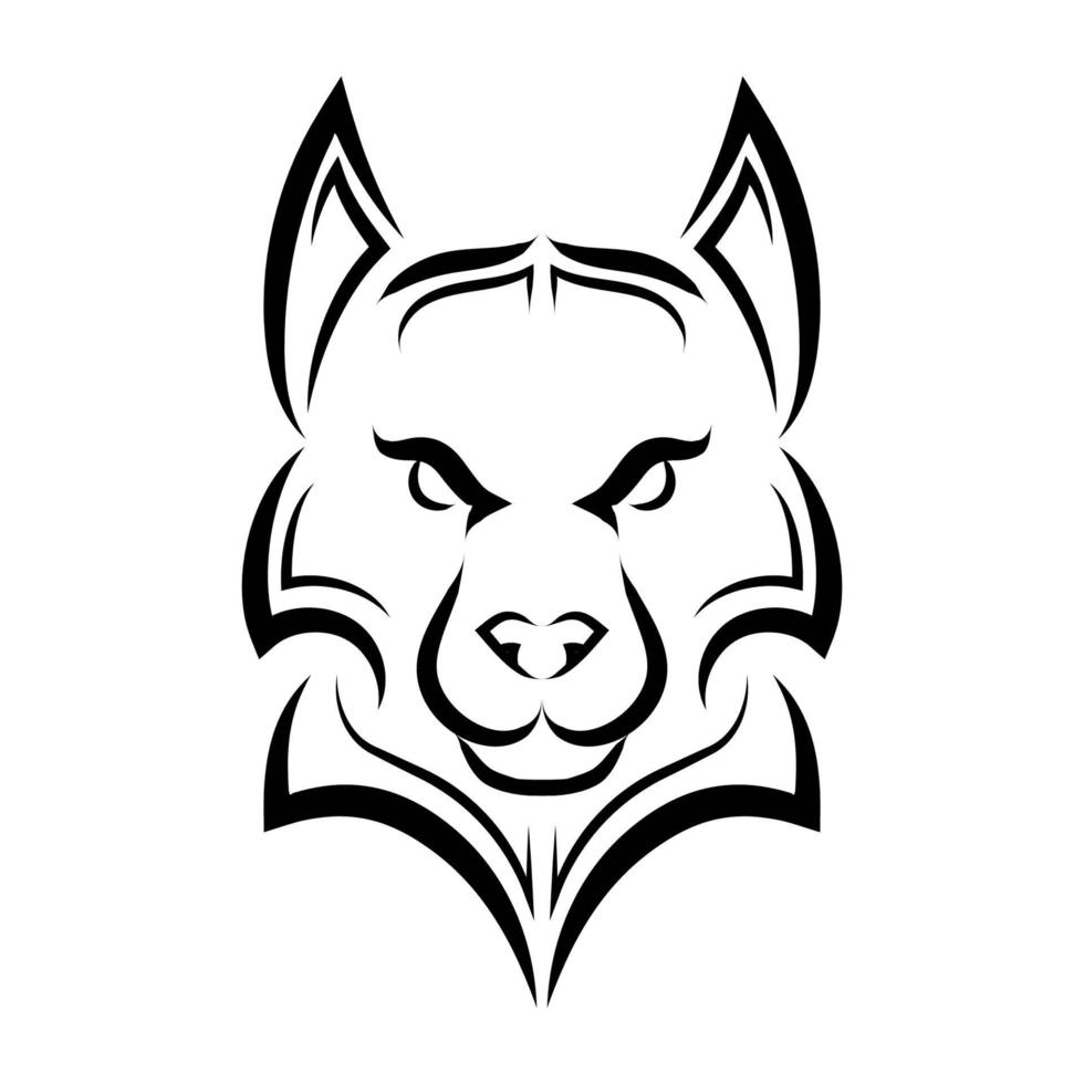 Schwarzweiss-Linienkunst des Wolfskopfes. Gute Verwendung für Symbol, Maskottchen, Symbol, Avatar, Tattoo, T-Shirt-Design, Logo oder jedes gewünschte Design. vektor
