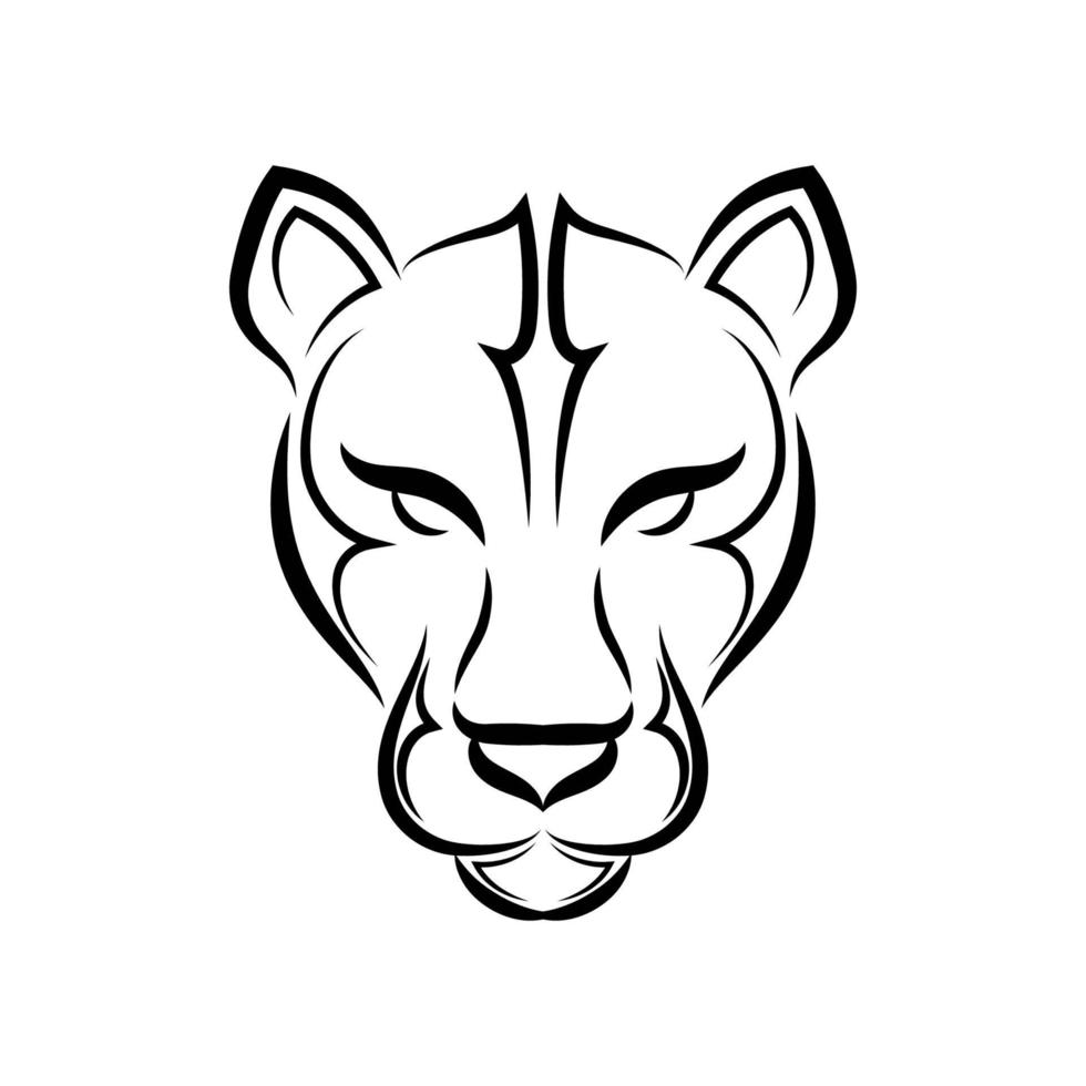 svart och vit streckkonst av cougar head. bra användning för symbol, maskot, ikon, avatar, tatuering, t-shirtdesign, logotyp eller vilken design du vill ha. vektor