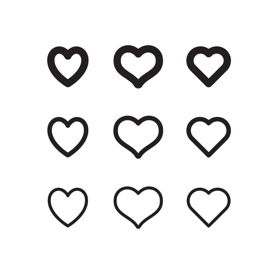 Herz gestalten linear Symbole. Liebe Symbole. vektor