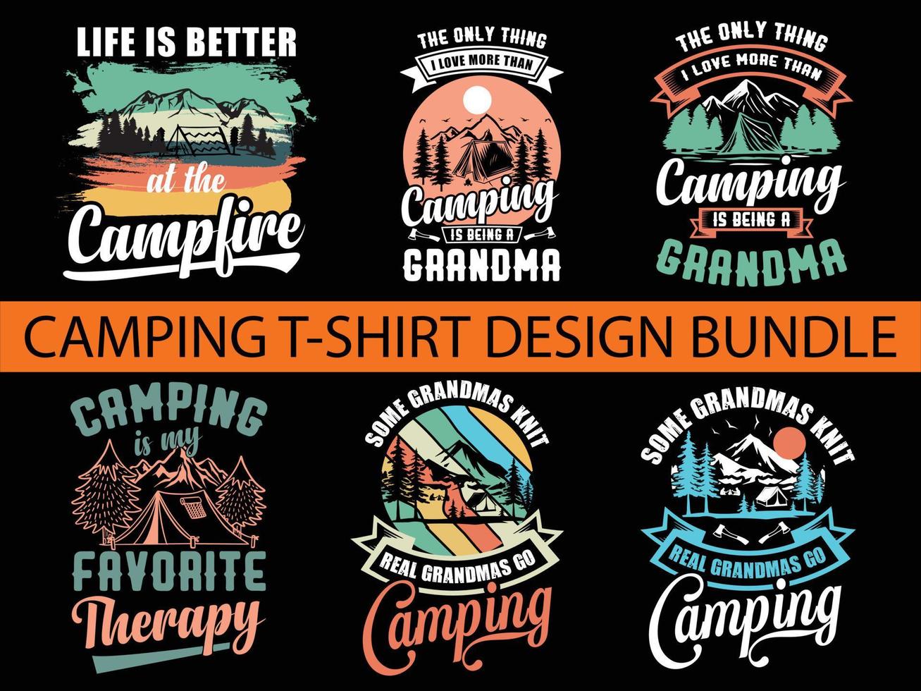 camping t-shirt design bunt fri vektor