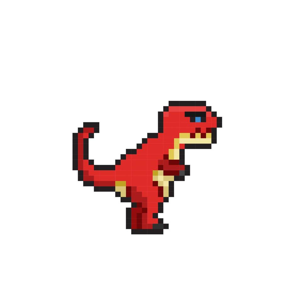 röd tyrannosaurus i pixel konst stil vektor