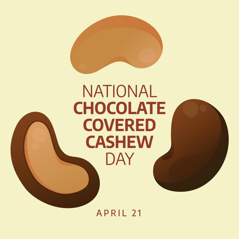 National Schokolade bedeckt Cashewkerne Tag. Cashew Schokolade Vektor Illustration. Schokolade bedeckt Cashew Vektor Design. eben Schokolade Vektor Illustration. Cashew.