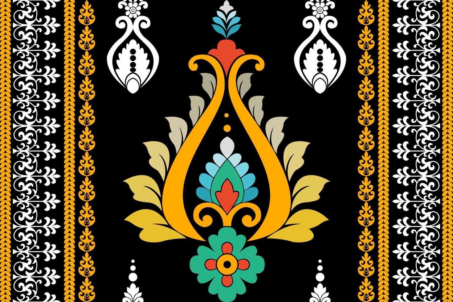 Blumen- nahtlos Muster. Vektor indisch dekorativ Hintergrund. Batik Indonesien. bunt Muster mit Paisley und stilisiert Blumen. Design zum Verpackung Papier, Abdeckung, Stoff, Textil, Hintergrund, Vorhänge