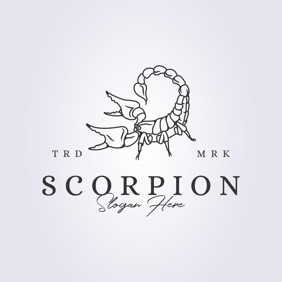 wild Skorpion Linie Kunst Logo Vektor Illustration Design