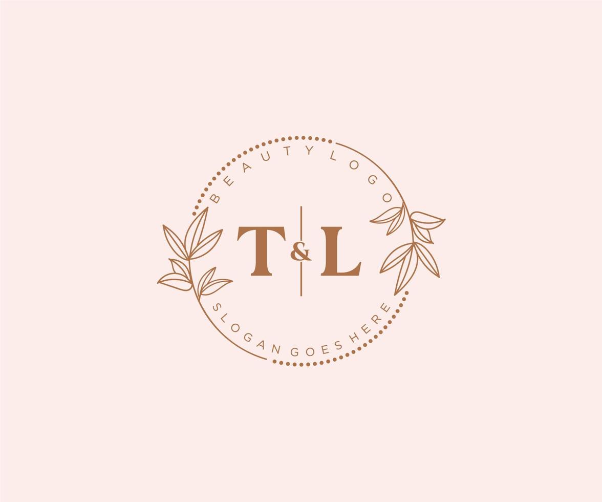 Initiale tl Briefe schön Blumen- feminin editierbar vorgefertigt Monoline Logo geeignet zum Spa Salon Haut Haar Schönheit Boutique und kosmetisch Unternehmen. vektor