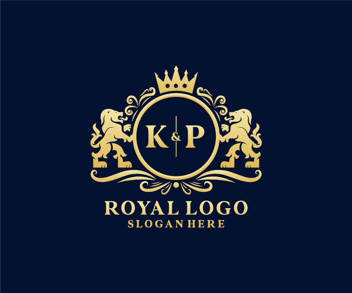 Initial kp Letter Lion Royal Luxury Logo Vorlage in Vektorgrafiken für Restaurant, Lizenzgebühren, Boutique, Café, Hotel, Heraldik, Schmuck, Mode und andere Vektorillustrationen. vektor