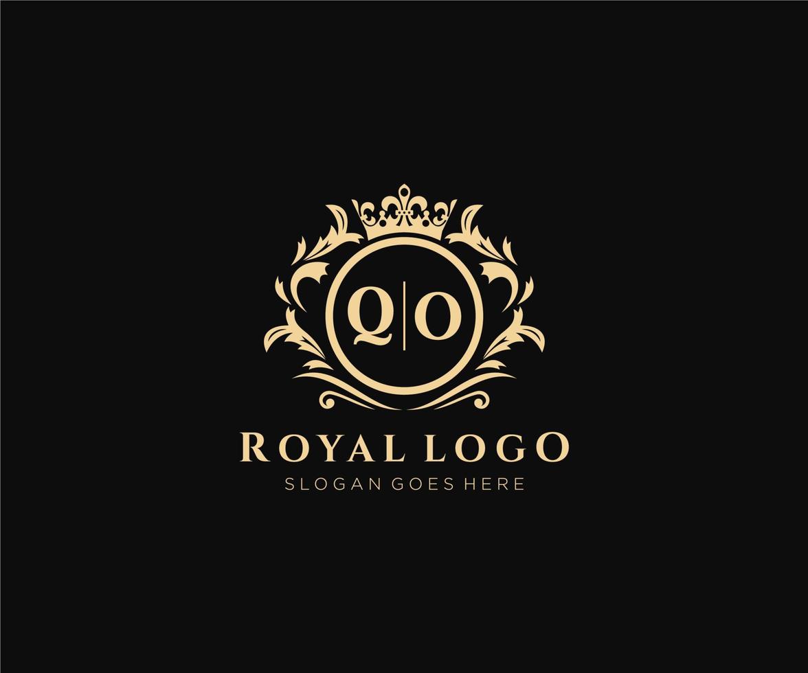 första qo brev lyxig varumärke logotyp mall, för restaurang, kungligheter, boutique, Kafé, hotell, heraldisk, Smycken, mode och Övrig vektor illustration.