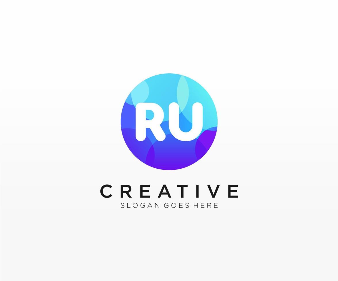 ru Initiale Logo mit bunt Kreis Vorlage Vektor. vektor