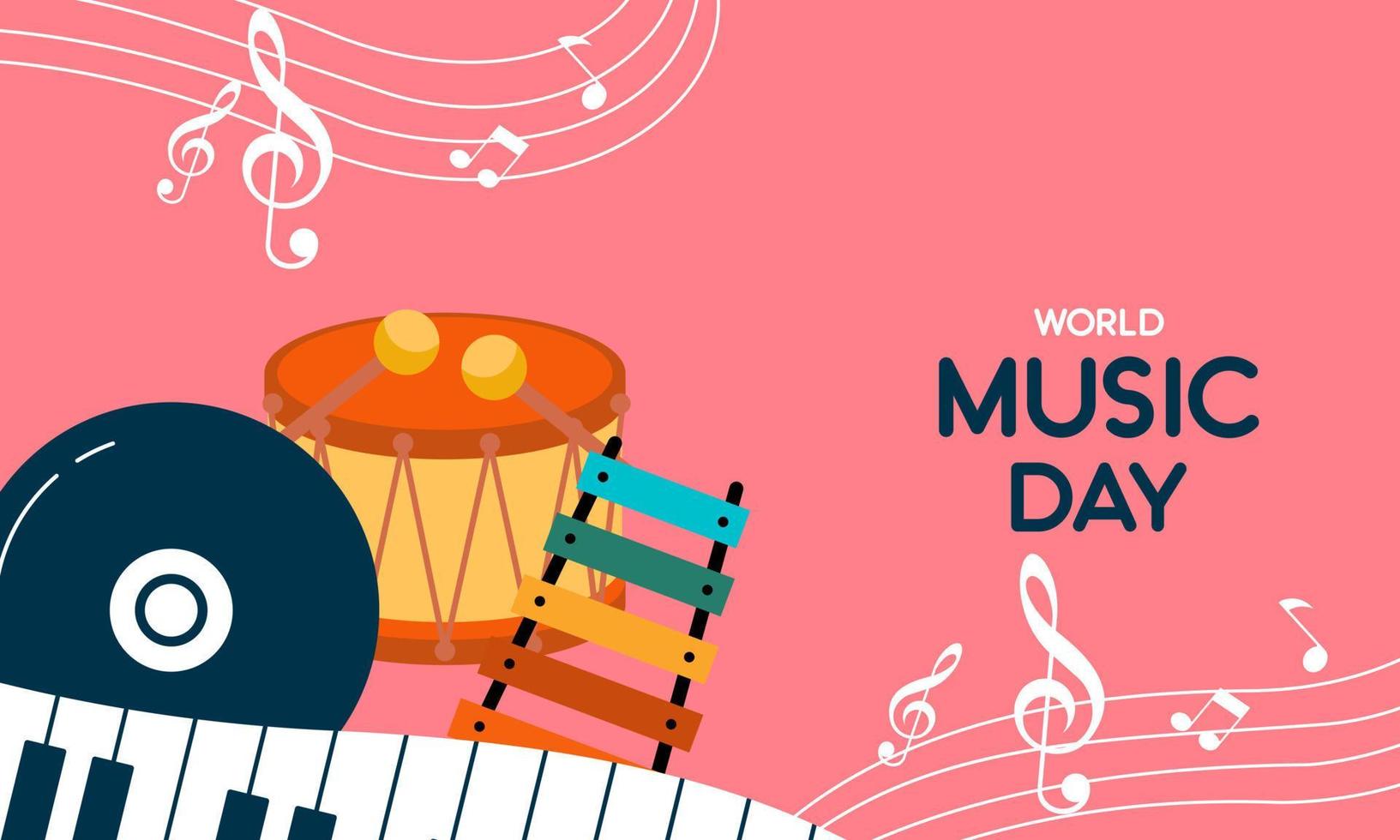 värld musik dag med musikalisk instrument vektor