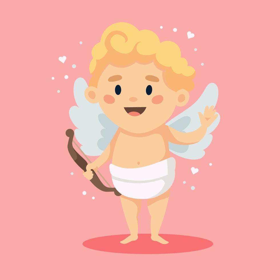 söt cupid karaktär. glad Alla hjärtans dag vektorillustration i tecknad stil vektor