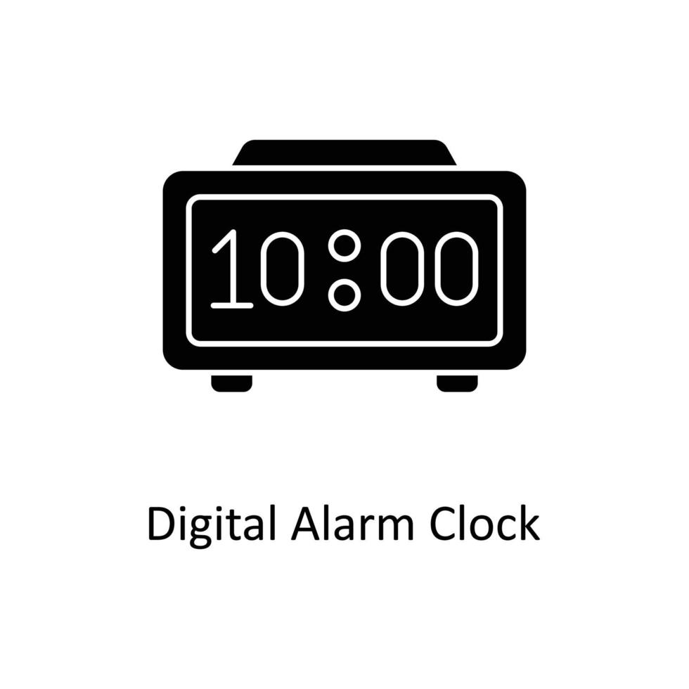 Digital Alarm Uhr Vektor solide Symbole. einfach Lager Illustration Lager