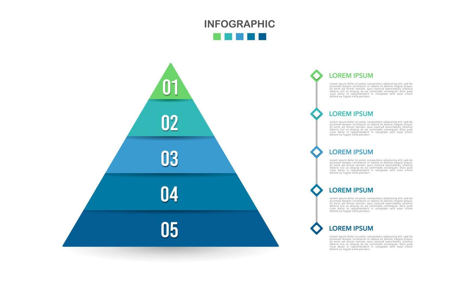 infographic pyramid diagram 5 alternativ eller steg. vektor illustration.