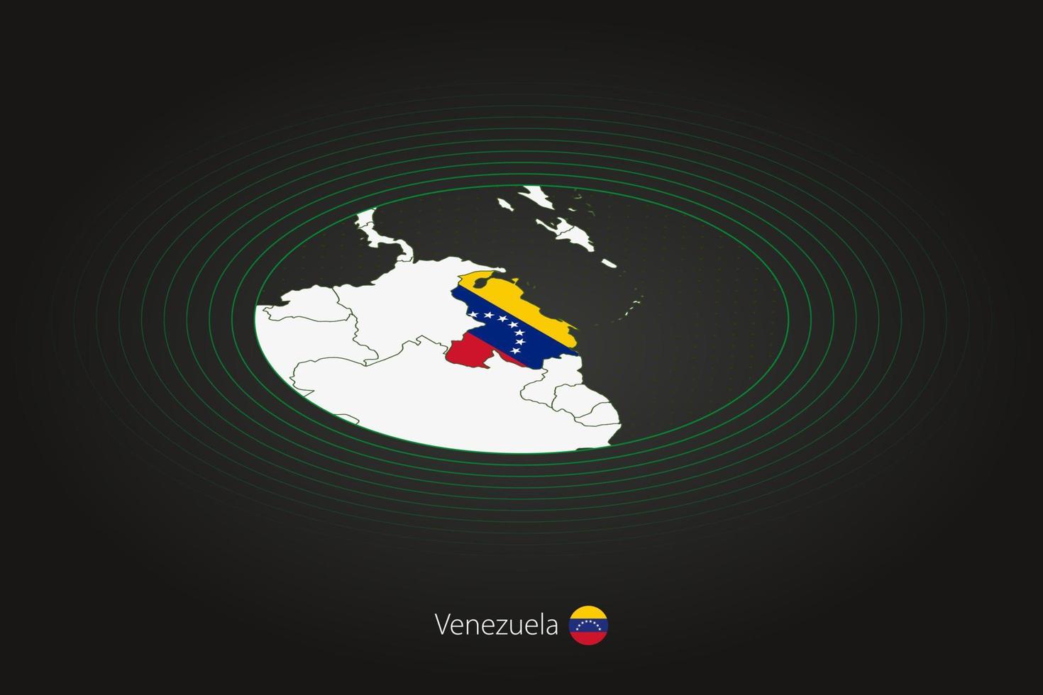 venezuela Karta i mörk Färg, oval Karta med angränsande länder. vektor