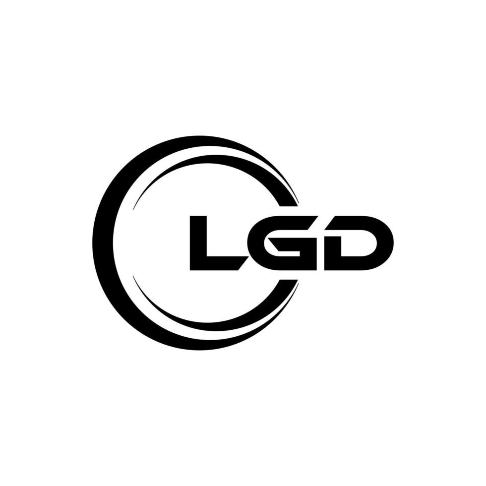 lgd brev logotyp design i illustration. vektor logotyp, kalligrafi mönster för logotyp, affisch, inbjudan, etc.