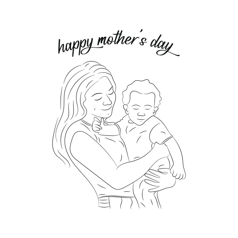 Lycklig mödrar dag firande hälsning kort och mamma och barn kärlek vektor
