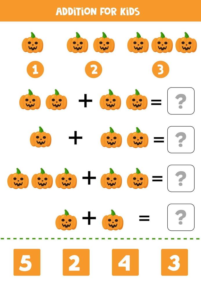 Zusatz für Kinder mit gruseligen Halloween-Kürbissen. vektor