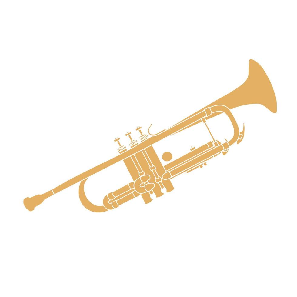 jazz trumpet. hand dra musikalisk instrument. vektor illustration.