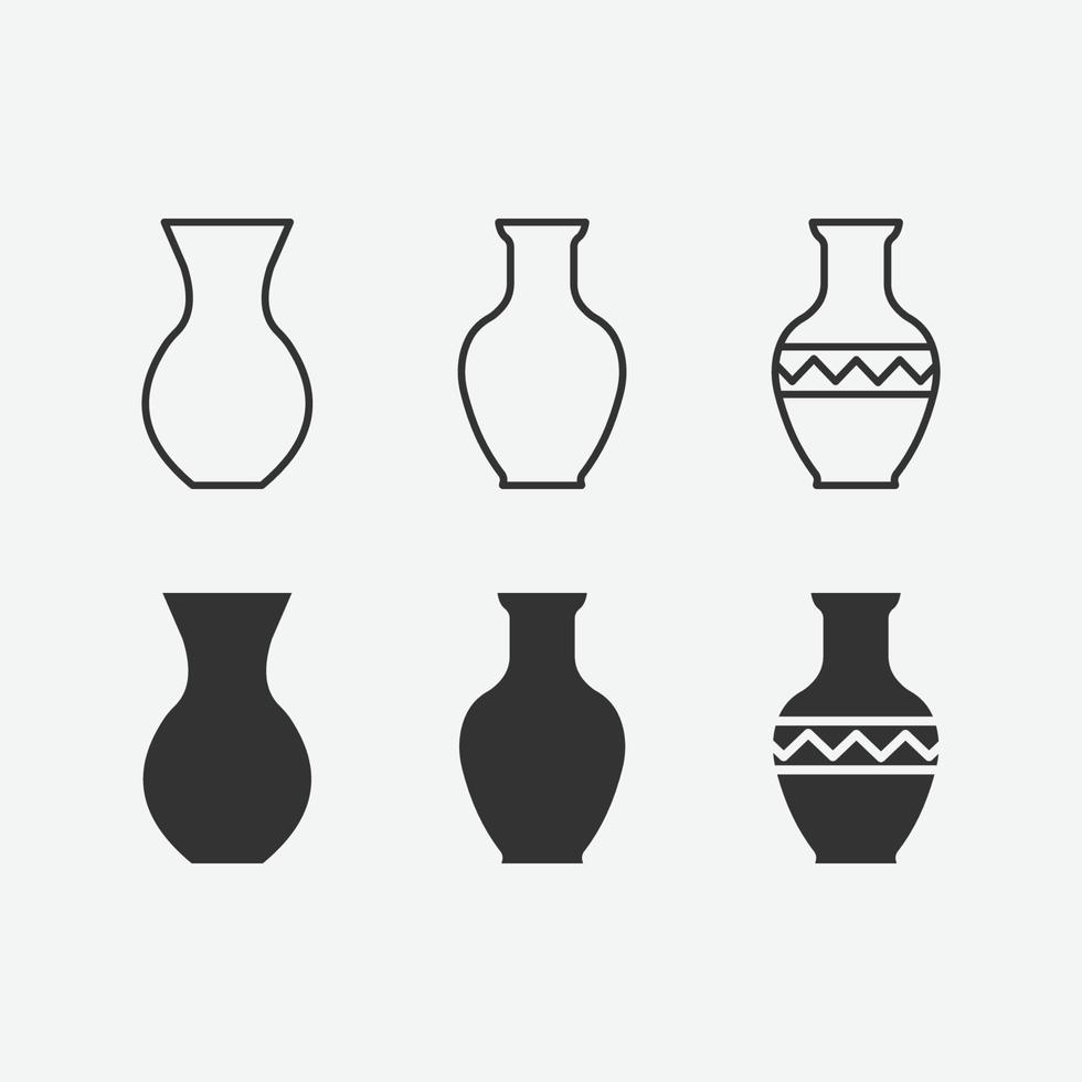 Vektorillustration des isolierten Ikonensatzes der Vase. vektor