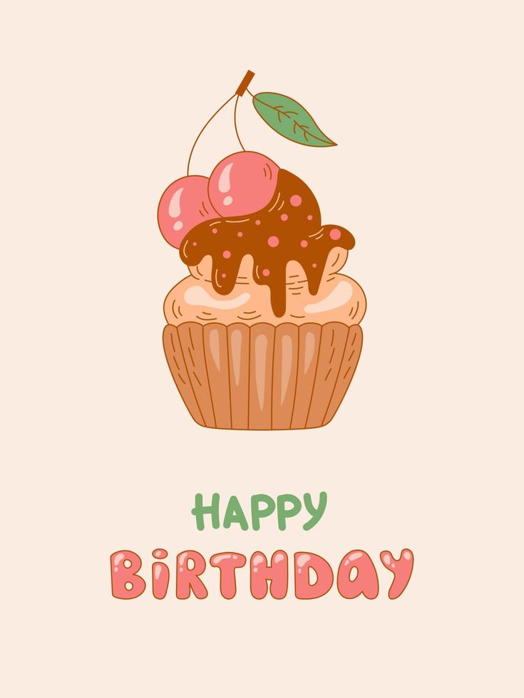 Grattis på födelsedagen cupcake vektor