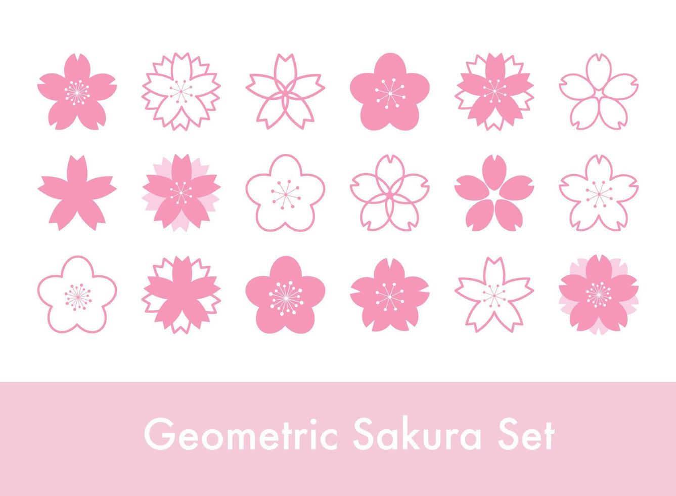 einstellen von geometrisch Sakura Blume Briefmarke Symbole, Kirsche blühen Symbole vektor