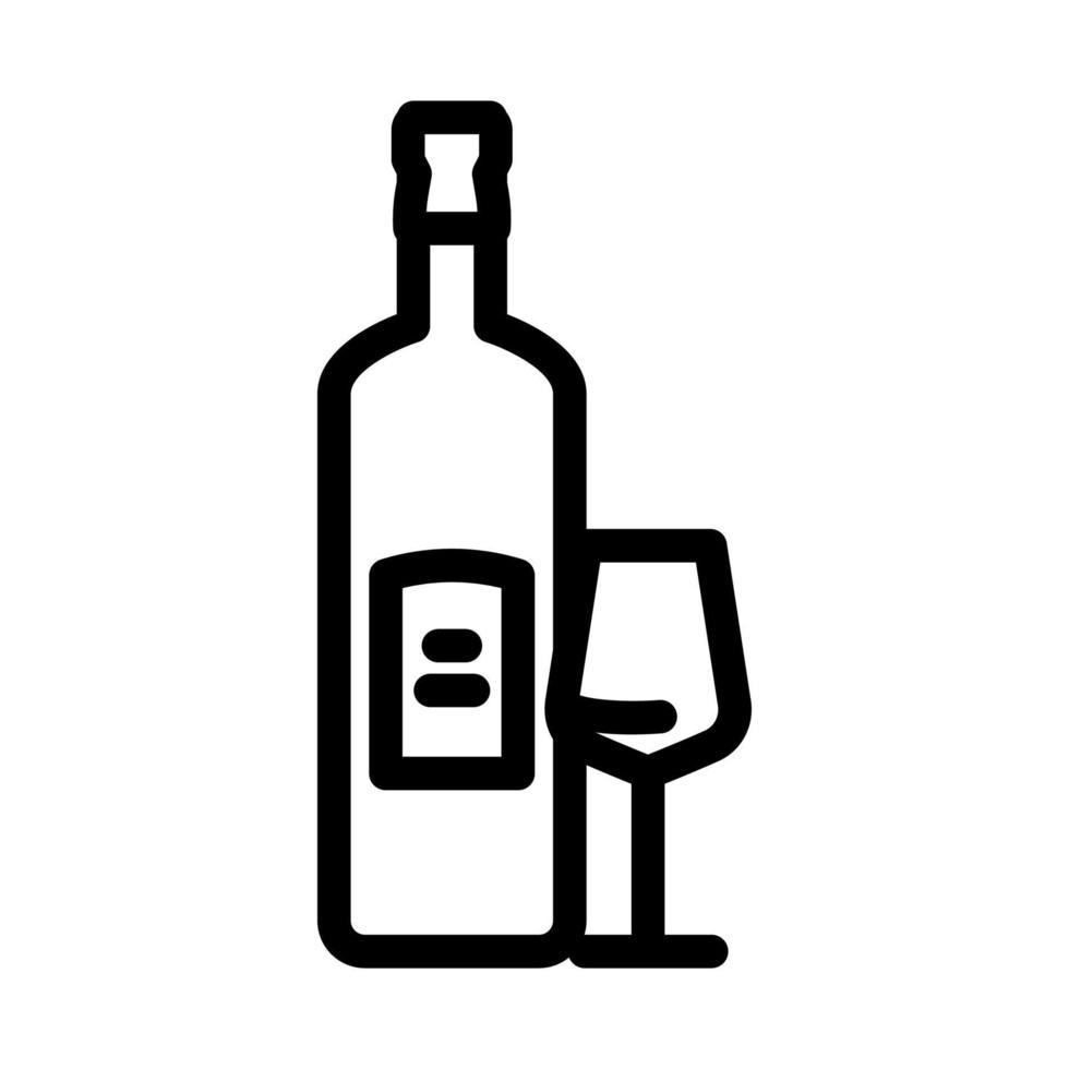 Wein Glas Flasche Linie Symbol Vektor Illustration