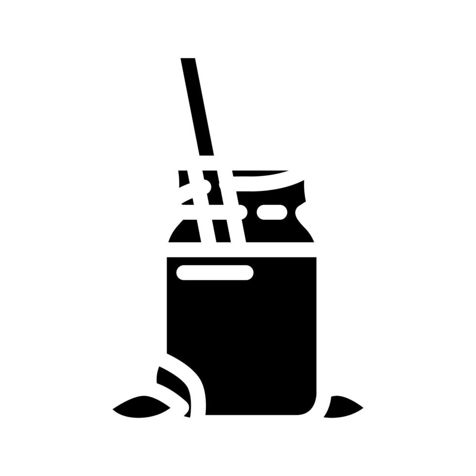 mandel mjölk smoothie dryck glyf ikon vektor illustration