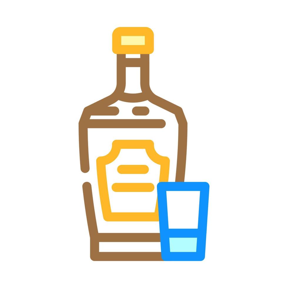 Whiskey Glas Flasche Farbe Symbol Vektor Illustration