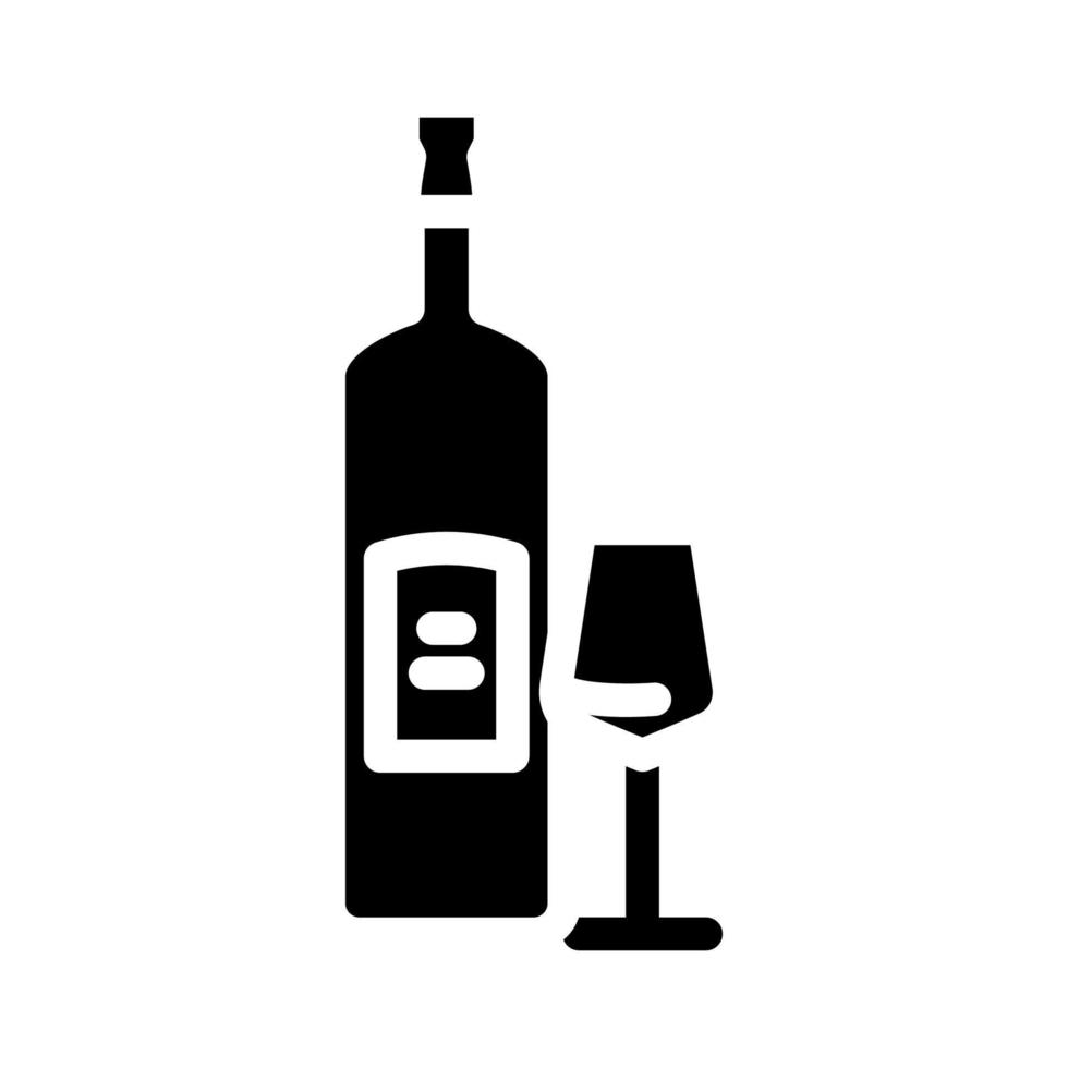 Wein Glas Flasche Glyphe Symbol Vektor Illustration