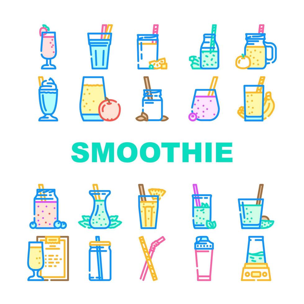 smoothie frukt juice dryck ikoner uppsättning vektor
