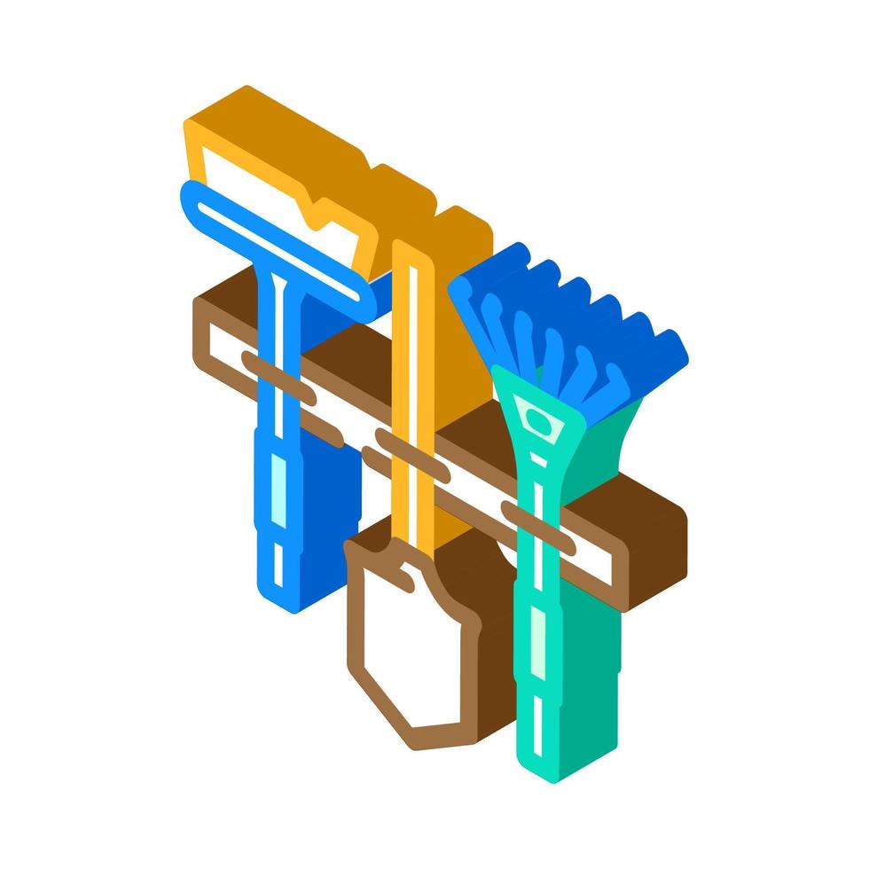vägg verktyg hållare garage verktyg isometrisk ikon vektor illustration