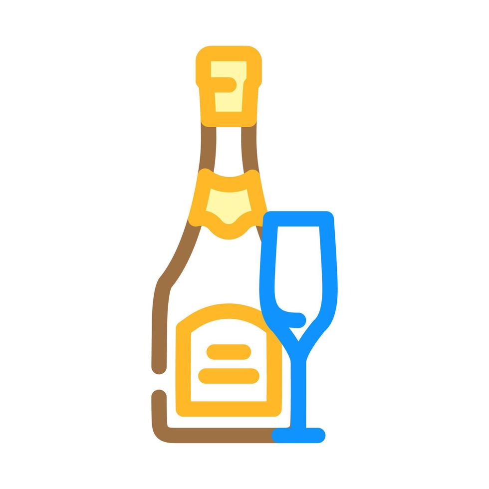 champagne dryck flaska Färg ikon vektor illustration