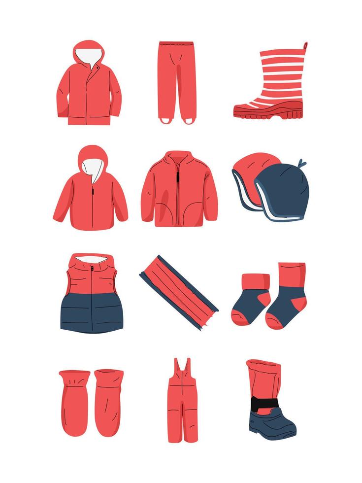 Vektor Illustration von Ausrüstung zum Winter minimalistisch Design Stil