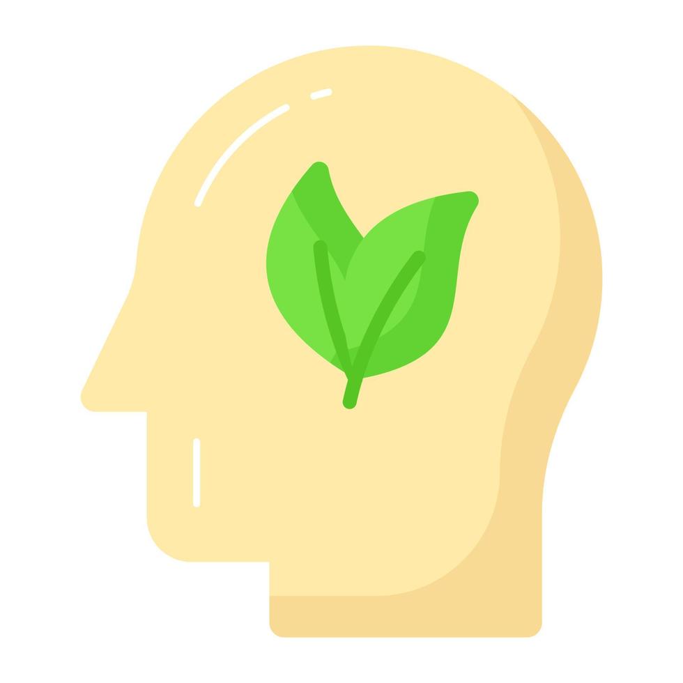 Mensch Verstand haben Blätter zeigen Konzept Vektor von Öko Geist, Umwelt Verstand Symbol