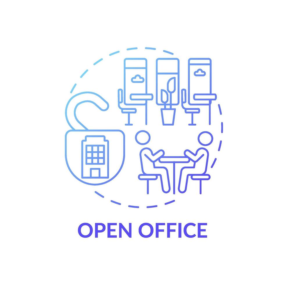öppen planlösning kontor koncept ikon vektor