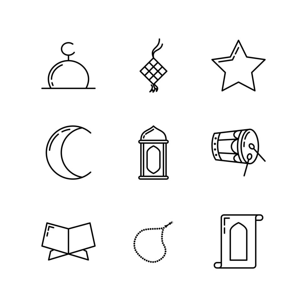 neun setzt von Ramadan Linie Symbol. einfach, minimal und sauber. benutzt zum Logo, Symbol, Symbol oder Zeichen vektor