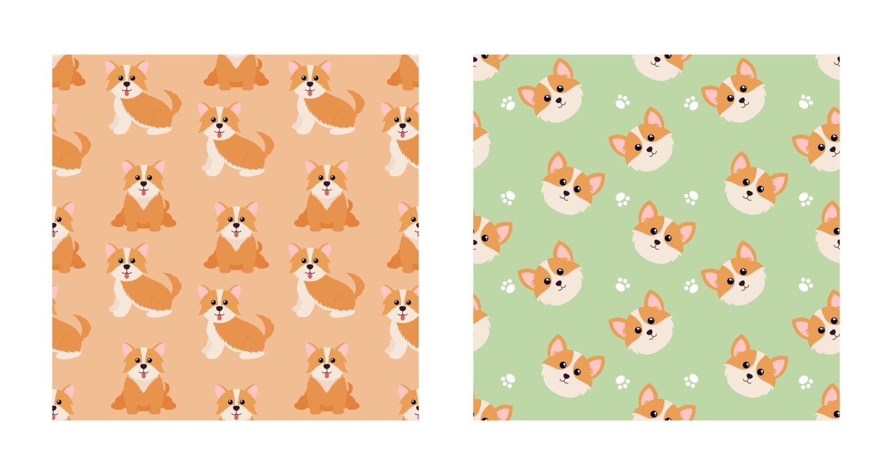 Set Charakter nahtloses Muster Tier von niedlichen Pembroke walisischen Corgi Hund kann als Design Tapeten oder Hintergründe verwendet werden. Vektorillustration vektor