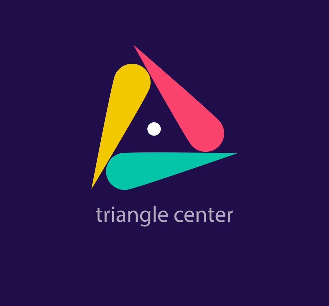 triangel Centrum logotyp. unik design Färg övergångar. kreativ geometrisk pilar logotyp mall. vektor. vektor