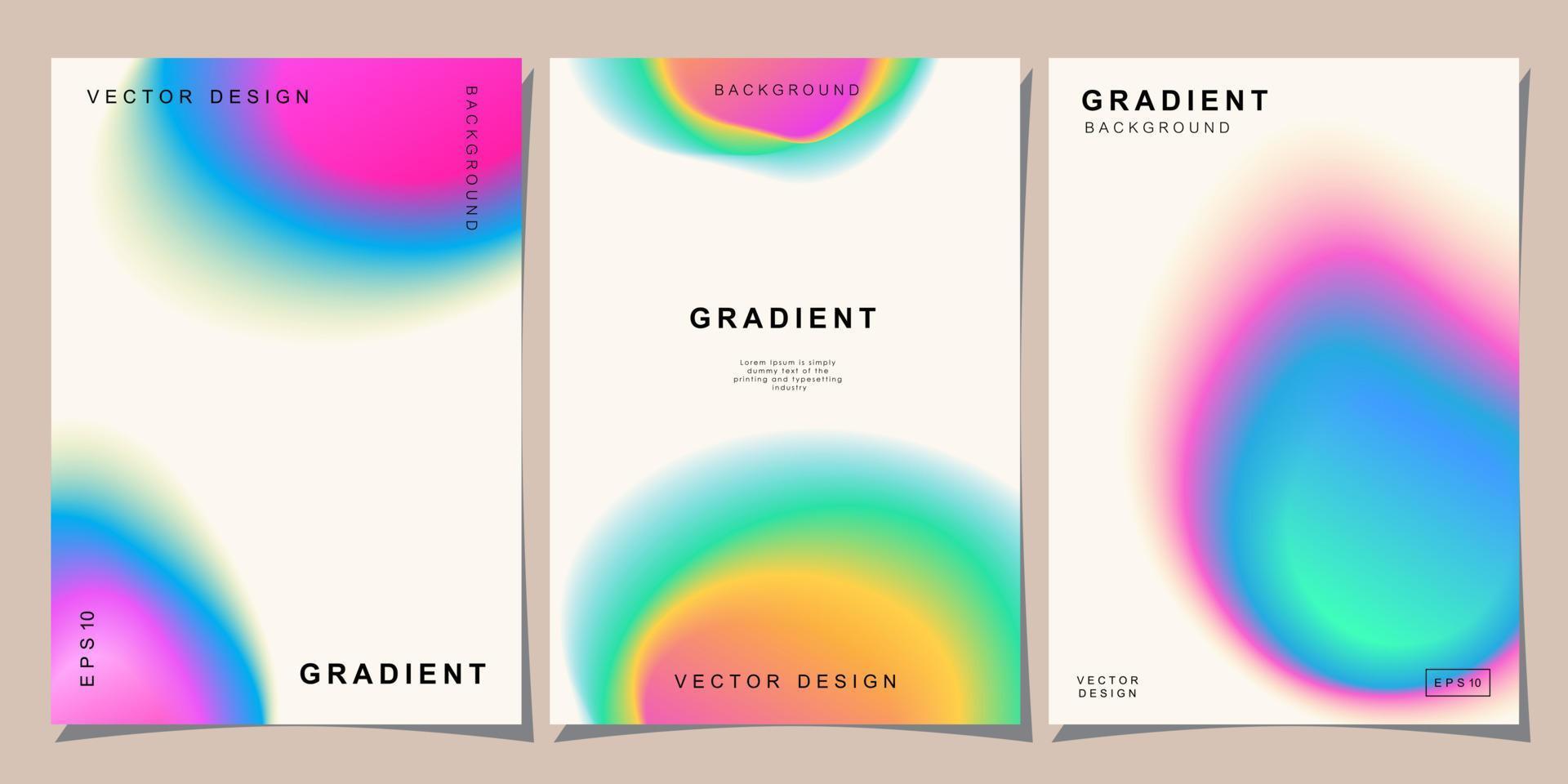 einstellen von kreativ Abdeckungen oder Plakate Konzept im modern minimal Stil zum korporativ Identität, Marke, Sozial Medien Werbung, Werbeaktion. minimalistisch Startseite Design Vorlage mit dynamisch Flüssigkeit Gradient. vektor