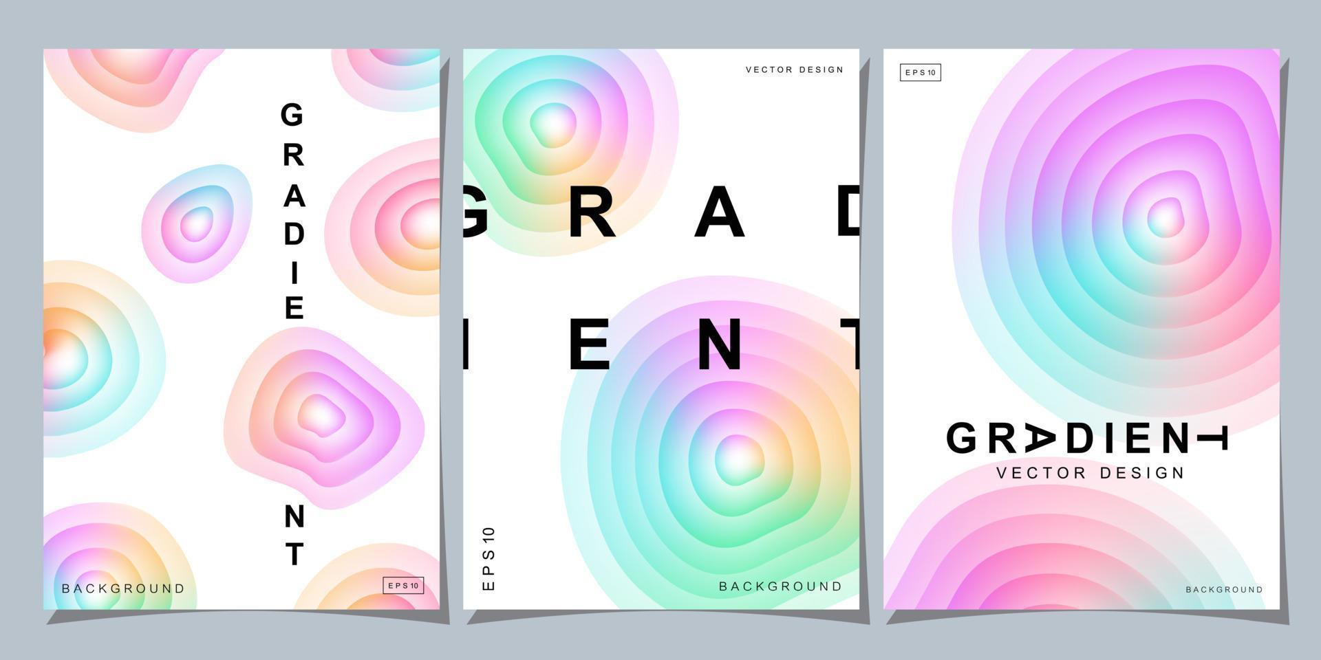 einstellen von kreativ Abdeckungen oder Plakate Konzept im modern minimal Stil zum korporativ Identität, Marke, Sozial Medien Werbung, Werbeaktion. minimalistisch Startseite Design Vorlage mit dynamisch Flüssigkeit Gradient. vektor