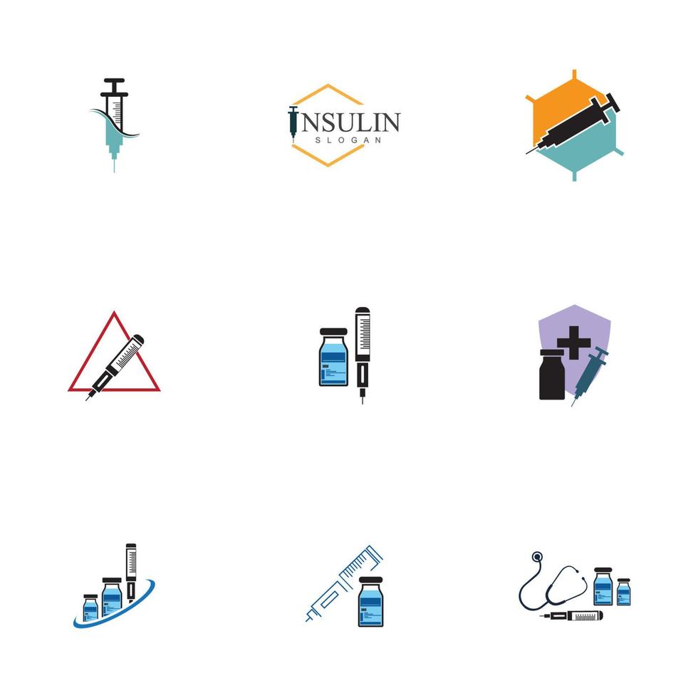 Insulin Injektion Symbol Illustration einfach Design Element Vektor Logo Vorlage