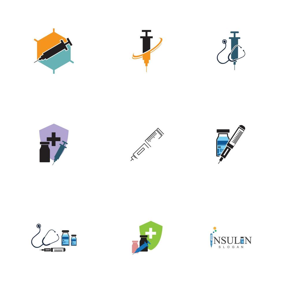 Insulin Injektion Symbol Illustration einfach Design Element Vektor Logo Vorlage