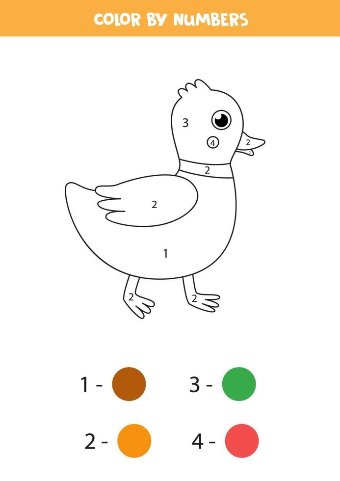Malvorlage mit süßer Ente. Mathe-Spiel. vektor