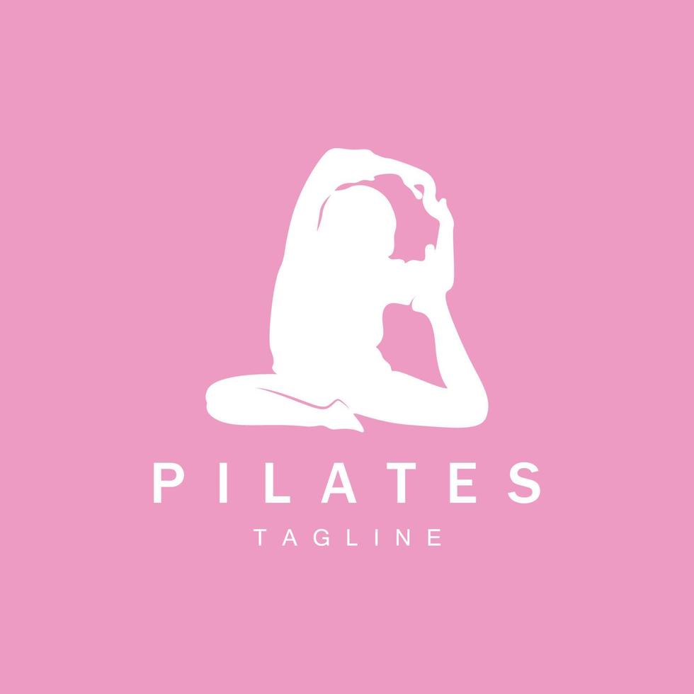 pilates sittande pose logotyp ikon symbol en lugnande yogaövning som rör hela kroppen vektor