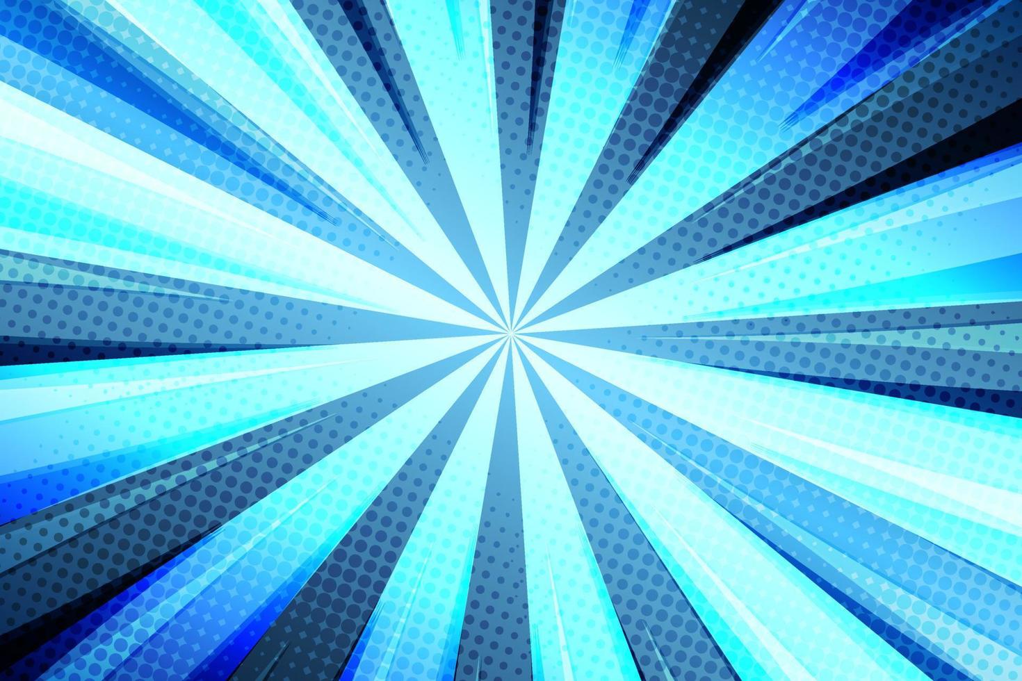 Blau Licht Sunburst Hintergrund mit Halbton vektor