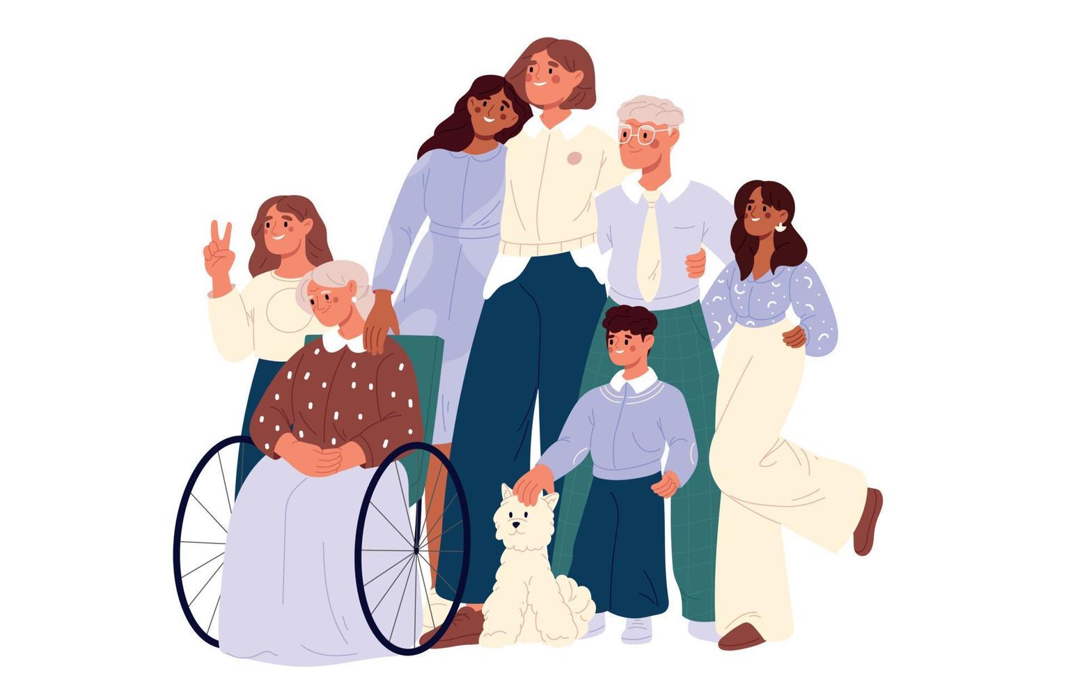 familj adoption. Lycklig föräldrar anta mångkulturell barn. platt vektor isolerat illustration