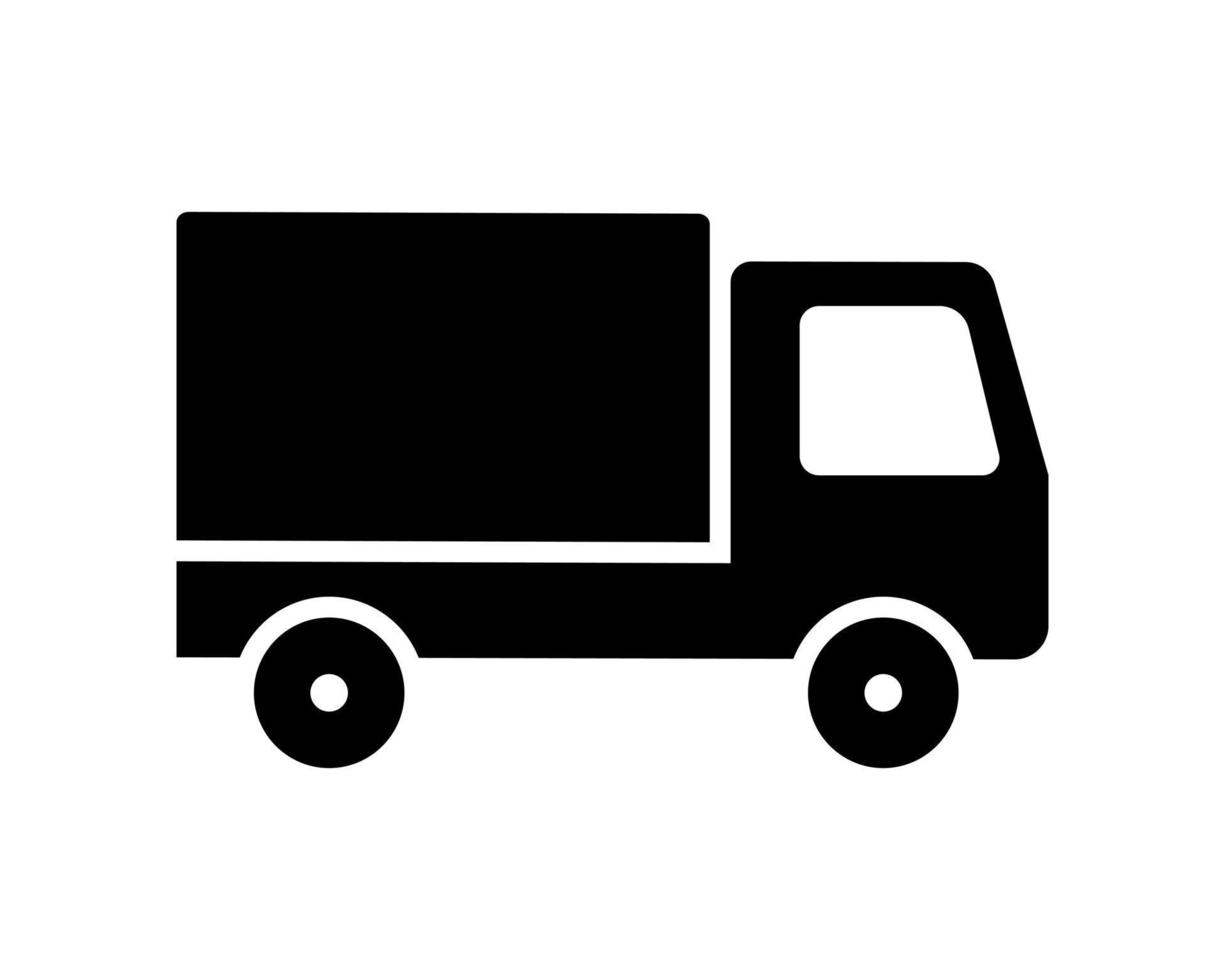 lastbil med skåpbil ikon. transport för frakt leverans och kurir service med snabb kommersiell rör på sig och frakt vektor varor